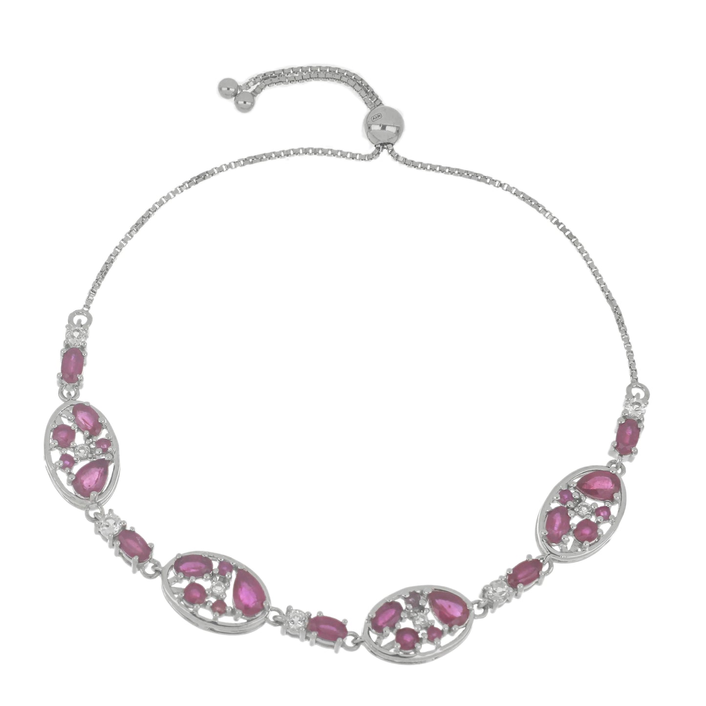 Pulsera de Plata con Rubí de Madagascar y Topacio Blanco