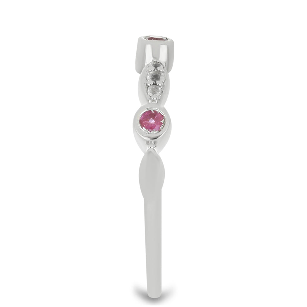 Anillo de Plata con Rubí de Madagascar y Topacio Blanco