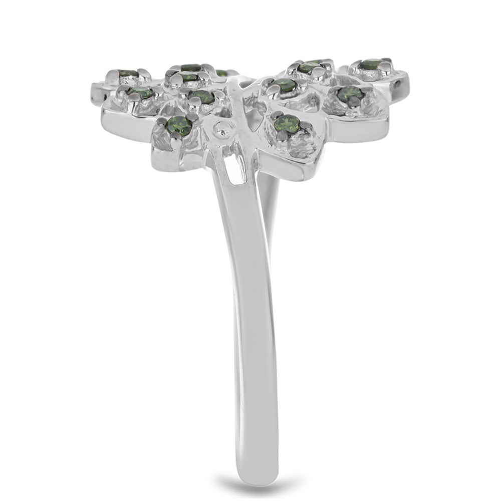 Anillo de Plata con Diamante Verde