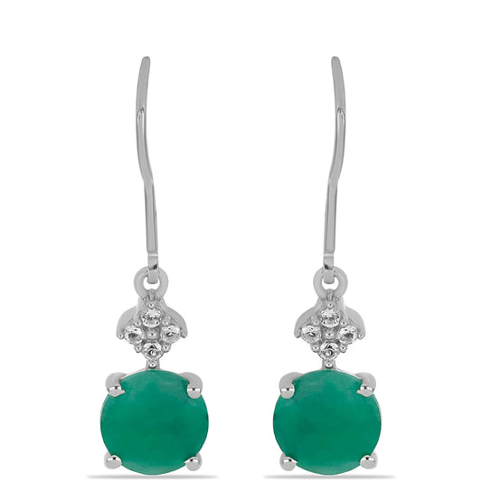 Pendientes de Plata con Esmeralda de Brasil y Topacio Blanco
