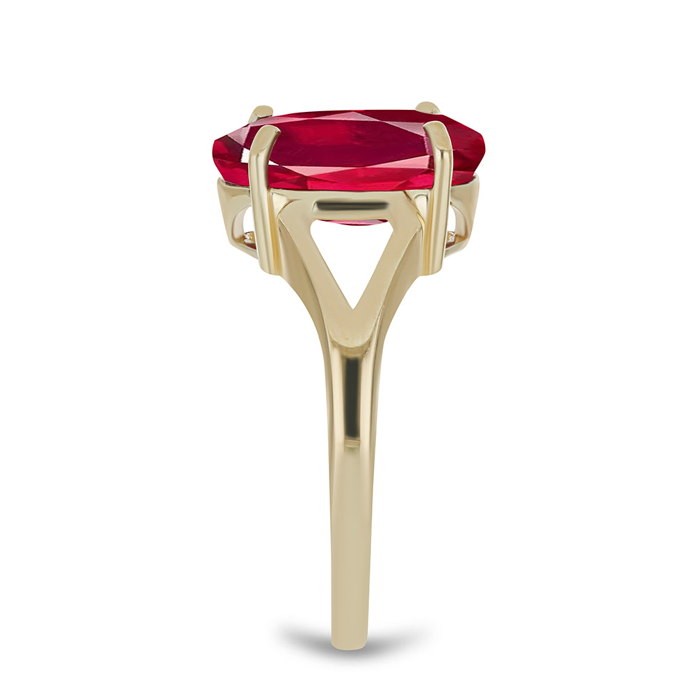 Anillo de Plata Bañada en Oro con Rubí de Madagascar