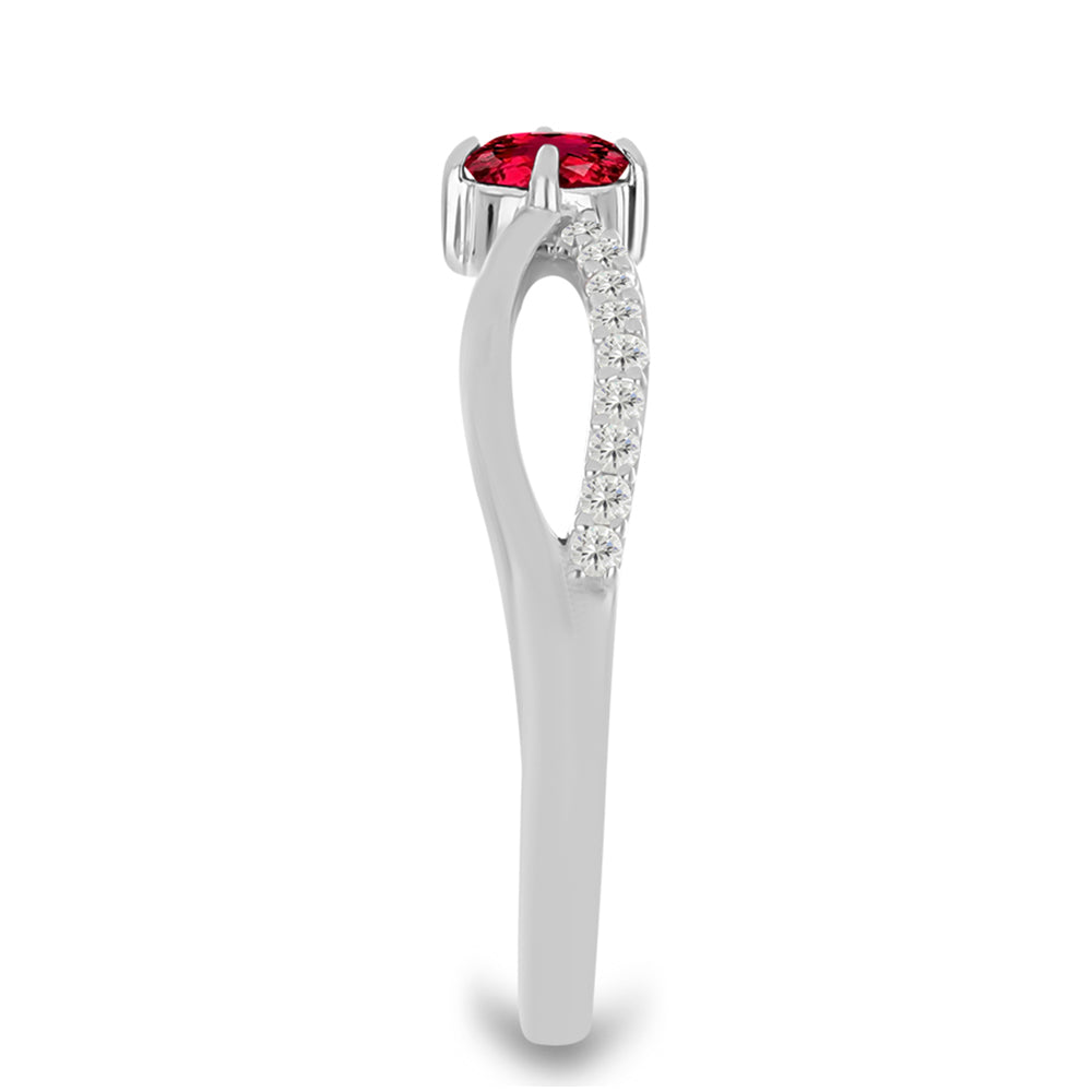 Anillo de Plata con Rubelita de Cruzeiro y Topacio Blanco