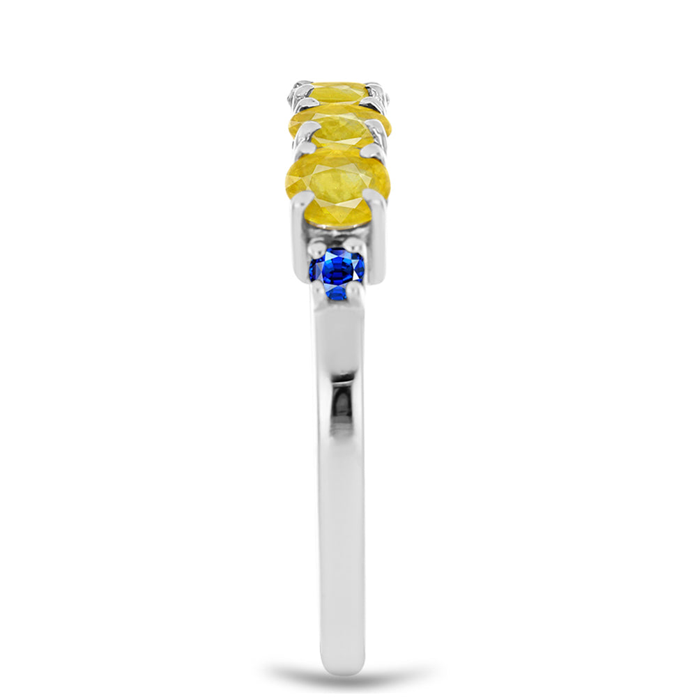 Anillo de Plata con Zafiro Amarillo y Zafiro Azul Australiano