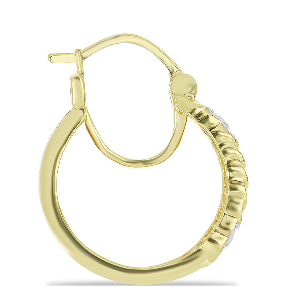 Pendientes de Plata Bañada en Oro con Diamante Champagne y Diamante blanco