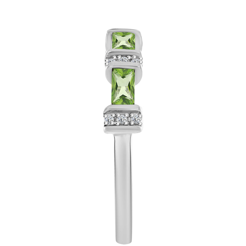 Anillo de Plata con Cuarzo Verde Helecho y Topacio Blanco