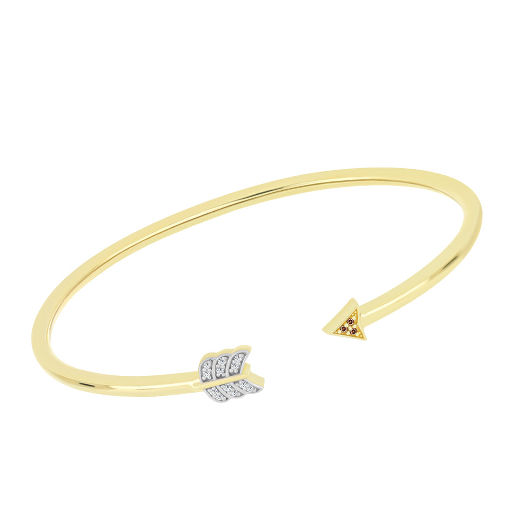 Brazalete de Plata Bañada en Oro con Diamante Champagne y Diamante blanco
