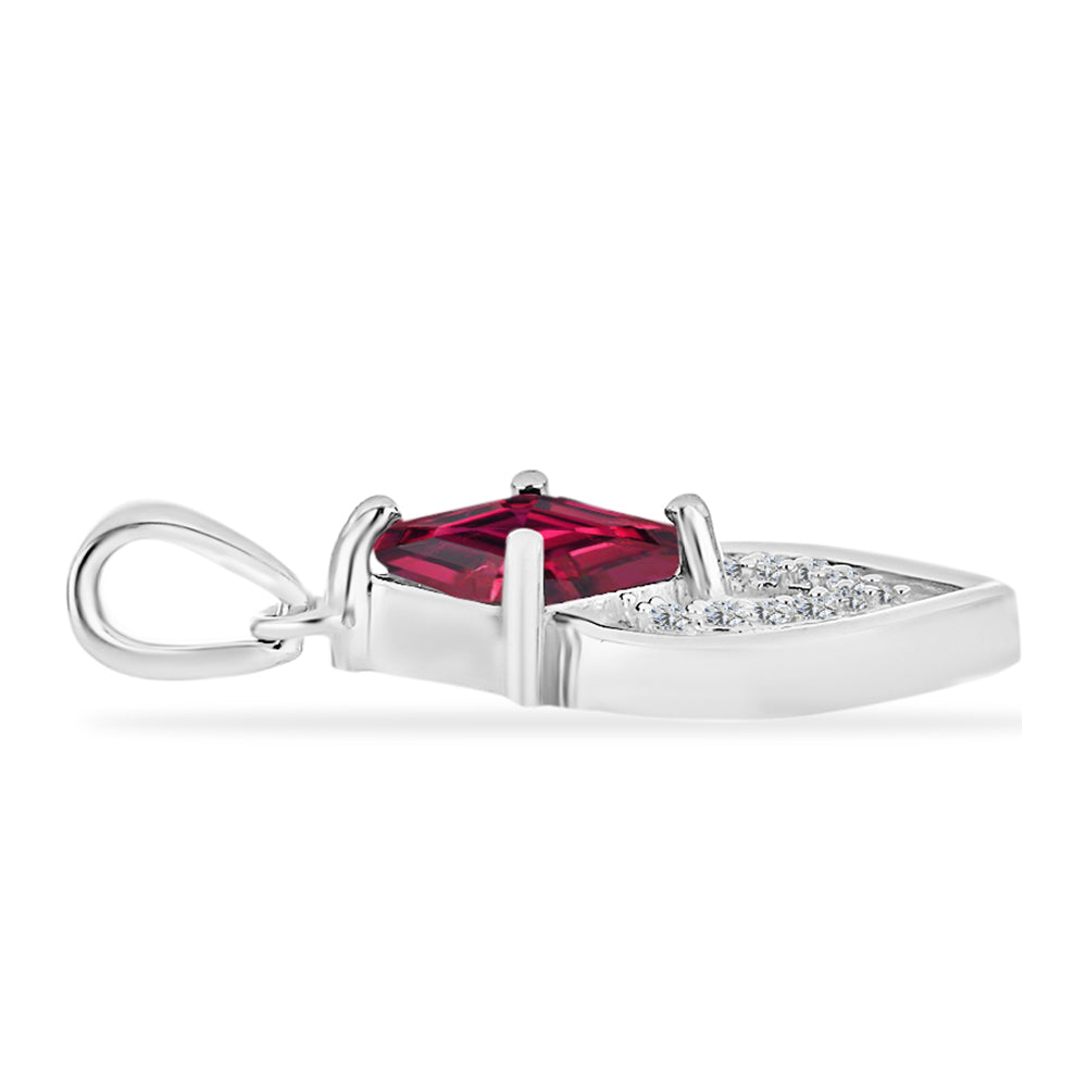 Colgante de Plata con Rubí de Madagascar y Diamante blanco