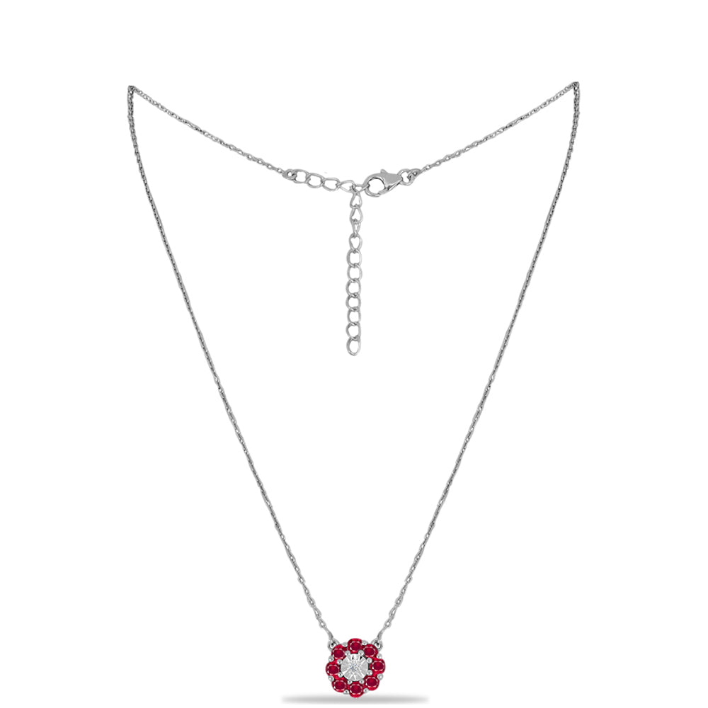 Collar de Plata con Rubí de Madagascar y Diamante blanco