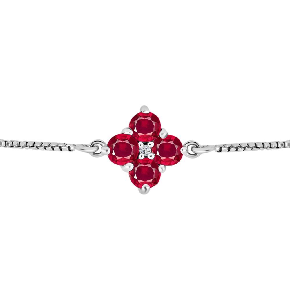 Pulsera de Plata con Rubí de Madagascar y Diamante blanco