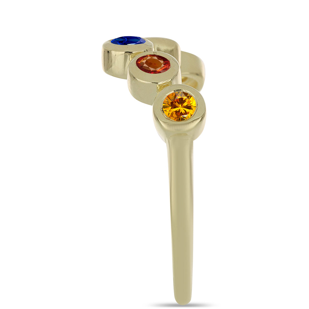 Anillo de Plata Bañada en Oro con Zafiro Arco Iris Rosebery