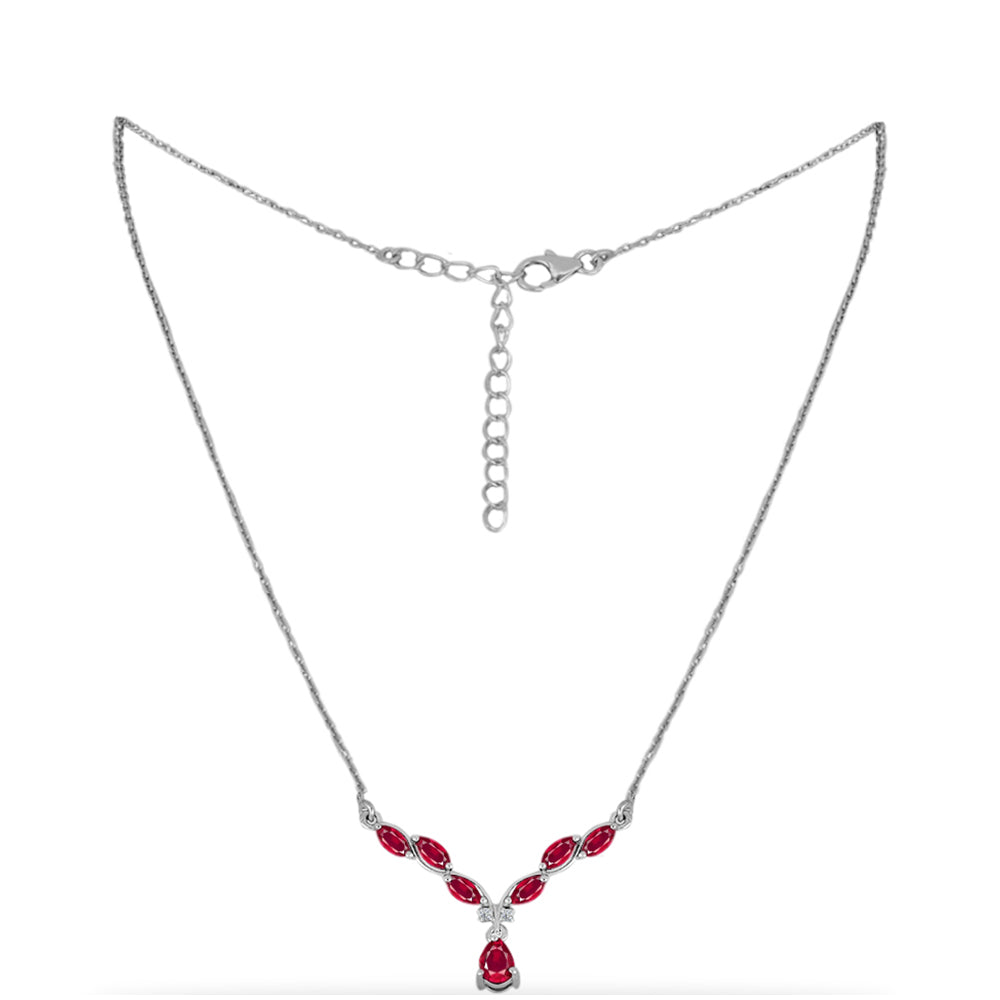 Collar de Plata con Rubí de Madagascar y Diamante blanco