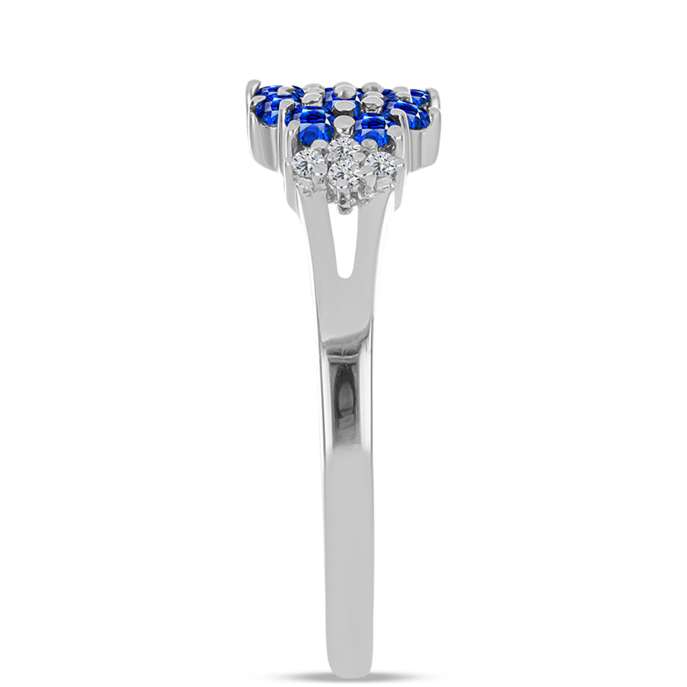 Anillo de Plata con Zafiro Azul Australiano y Topacio Blanco