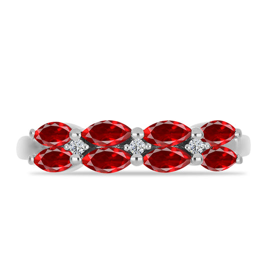 Anillo de Plata con Ágata Roja y Topacio Blanco