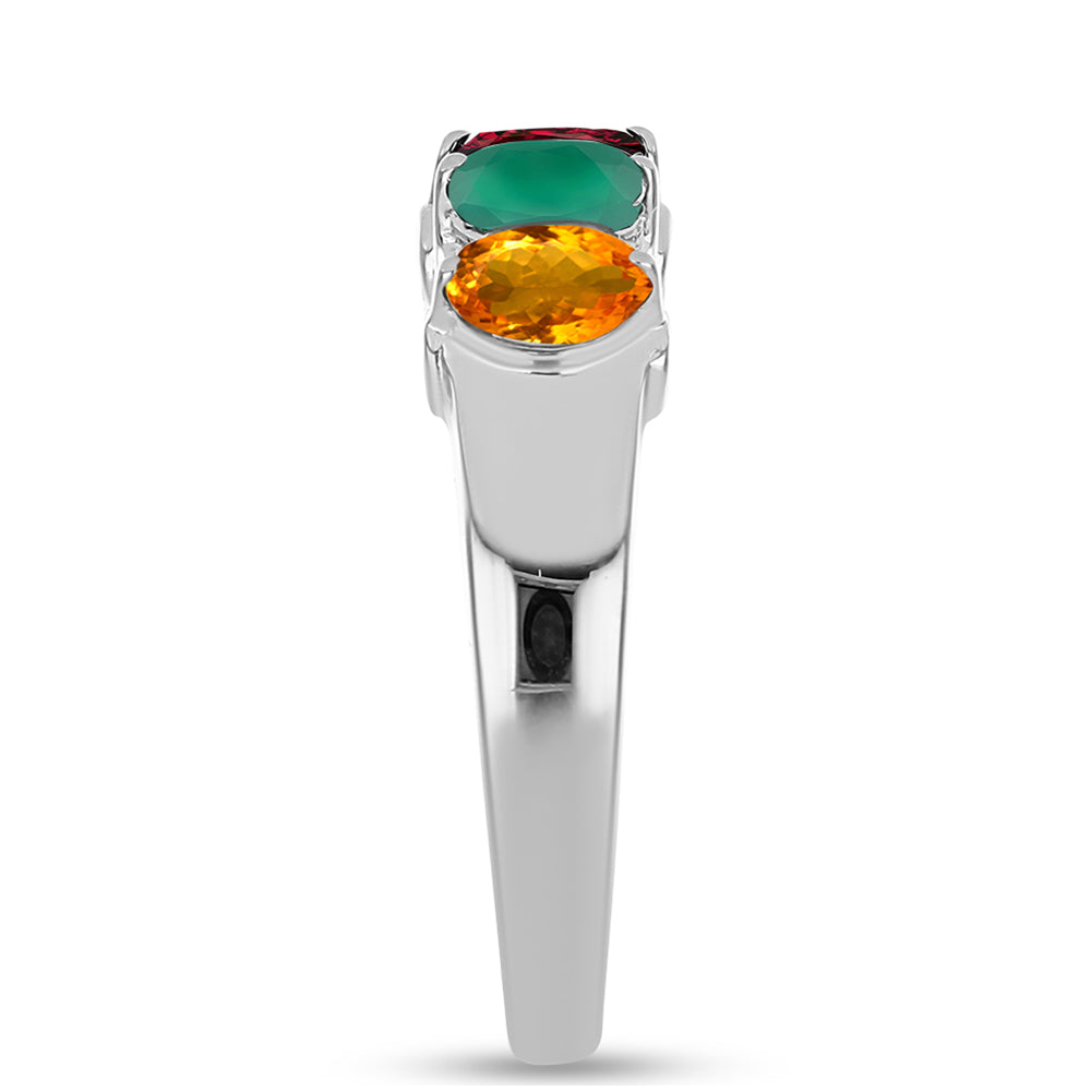 Anillo de Plata con Amatista de Marruecos y Ágata Verde