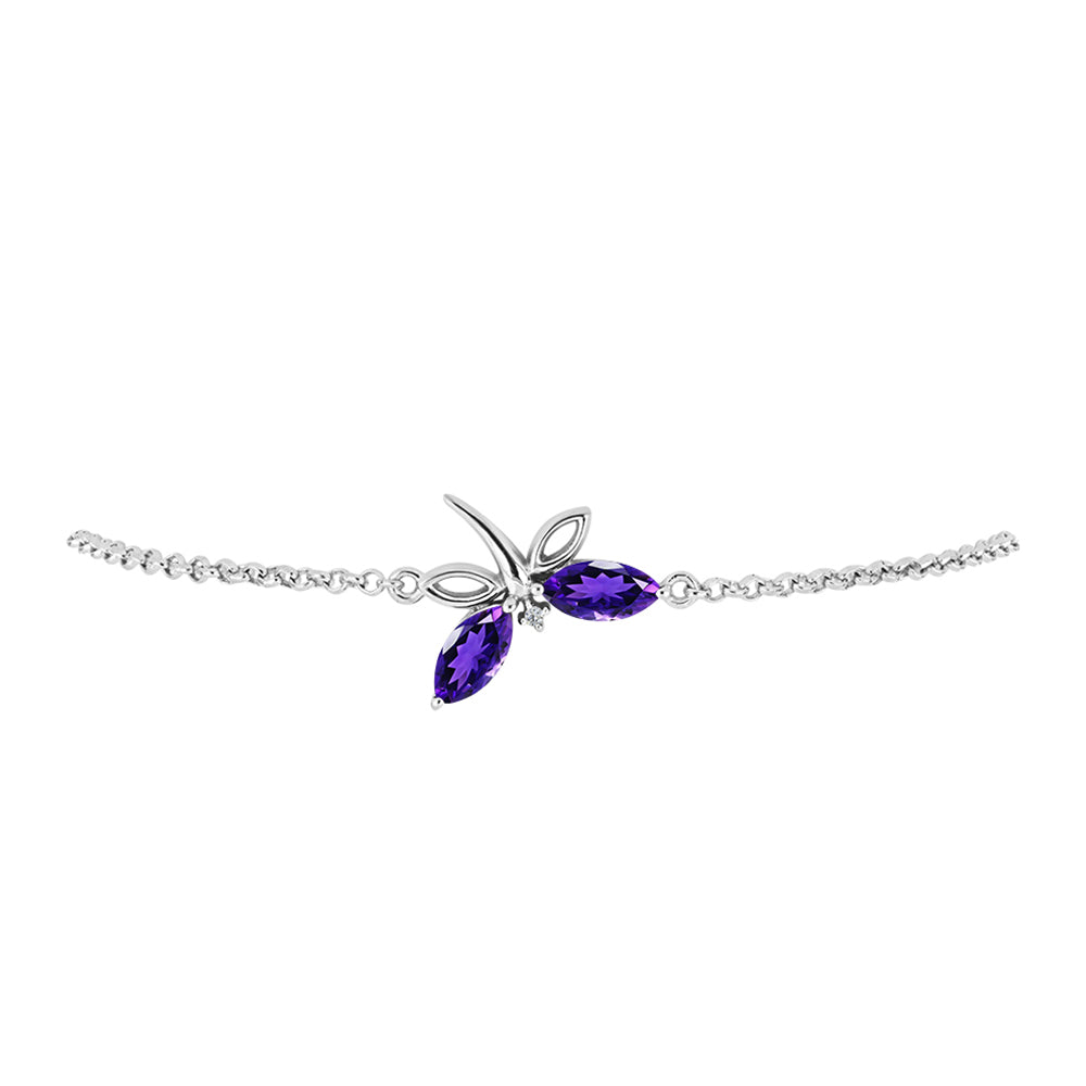 Pulsera de Plata con Amatista de Marruecos y Topacio Blanco
