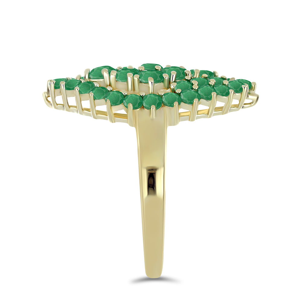 Anillo de Plata Bañada en Oro con Esmeralda de Brasil
