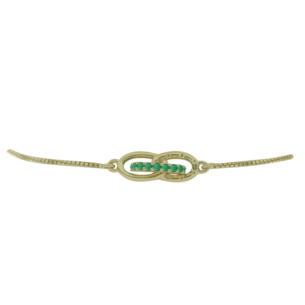 Pulsera de Plata Bañada en Oro con Esmeralda de Brasil