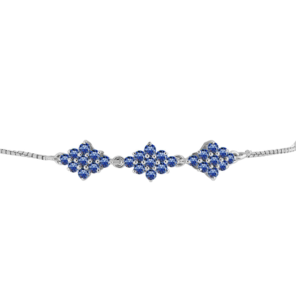 Pulsera de Plata con Moisanita azul real certificado y cultivado en laboratorio