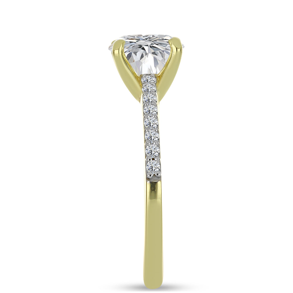 Anillo de Plata Bañada en Oro con Diamante certificado y cultivado en laboratorio y Zircón blanco natural
