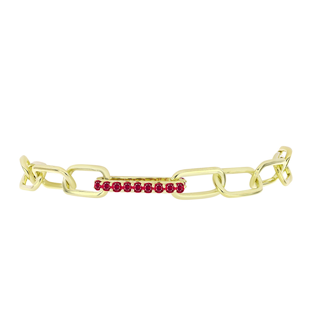 Pulsera de Plata Bañada en Oro con Rubí de Madagascar