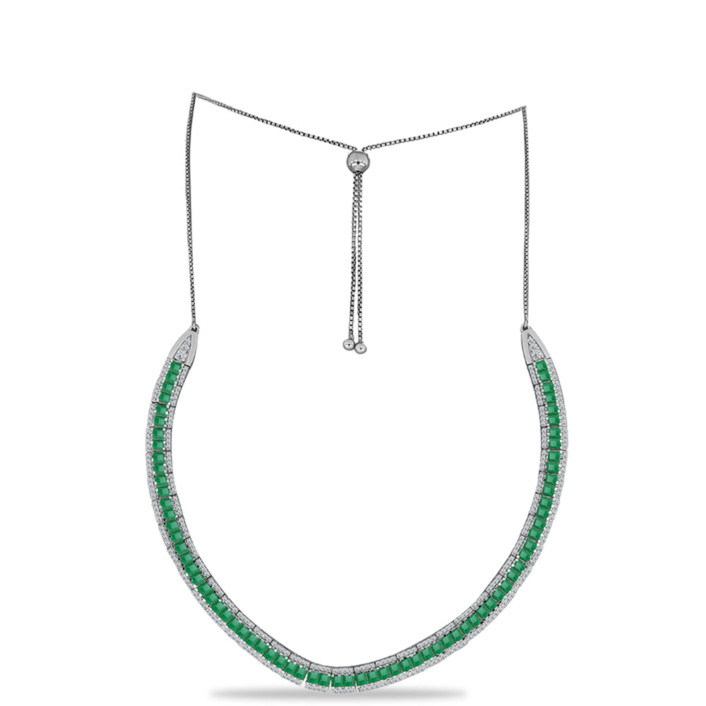 Collar de Plata con Esmeralda de Brasil y Topacio Blanco