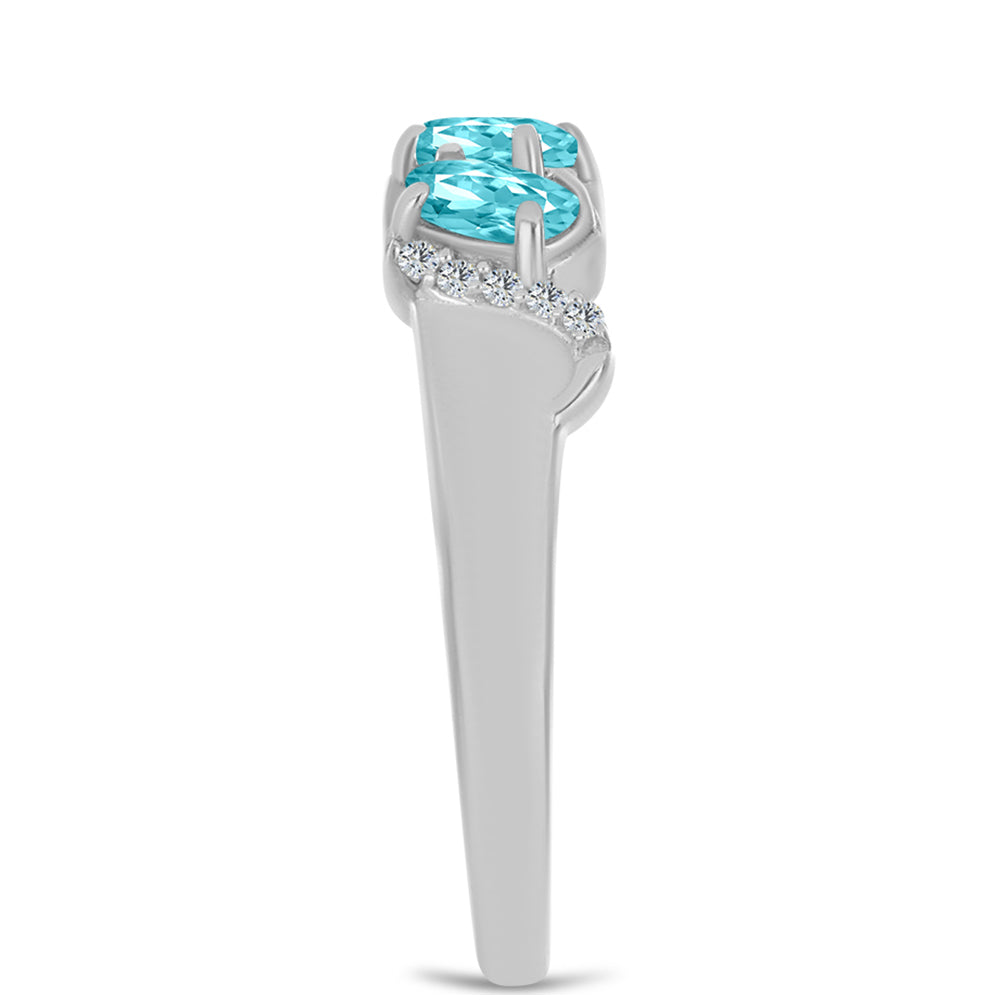 Anillo de Plata con Cuarzo Paraiba y Topacio Blanco