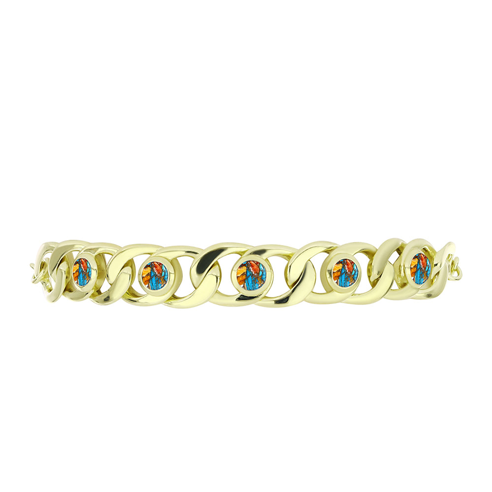 Pulsera de Plata Bañada en Oro con Turquesa Ostra