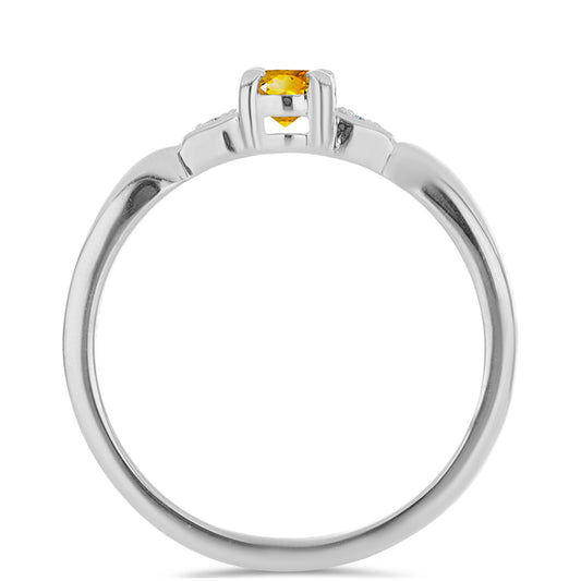 Anillo de Plata con Citrino de los Montes Urales y Topacio Blanco