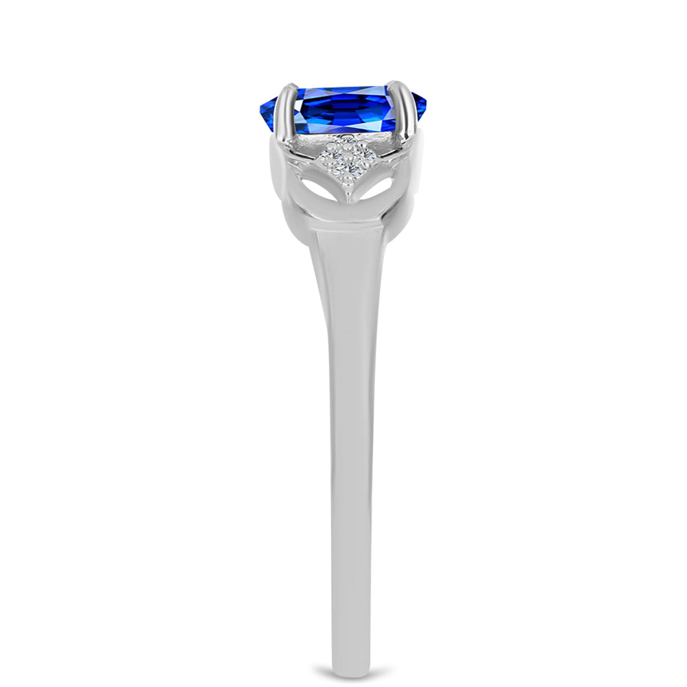 Anillo de Plata con Zafiro Azul Australiano y Topacio Blanco