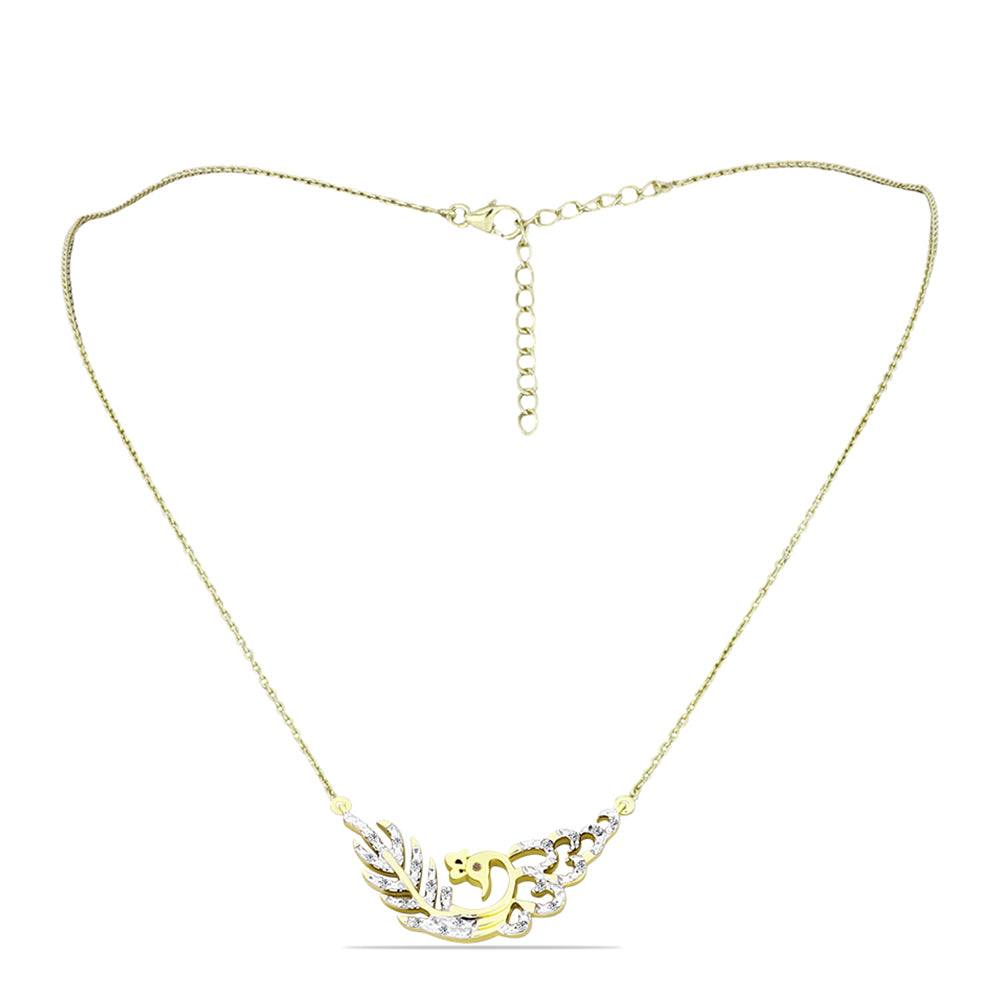 Collar de Plata Bañada en Oro con Diamante Champagne y Diamante blanco