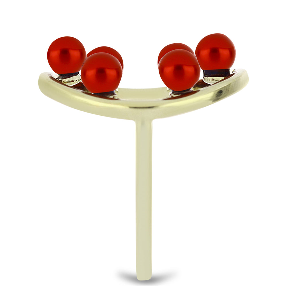 Anillo de Plata Bañada en Oro con Perla roja de río