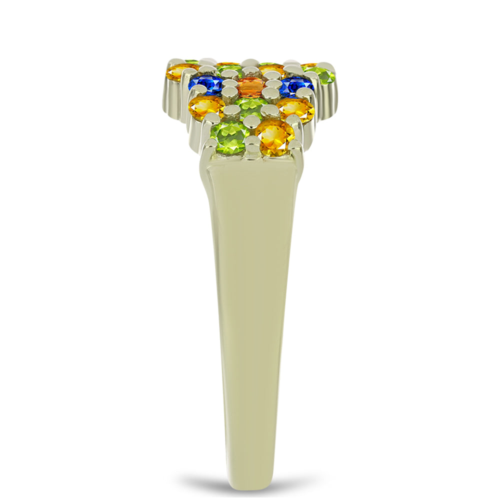 Anillo de Plata Bañada en Oro con Zafiro Arco Iris Rosebery