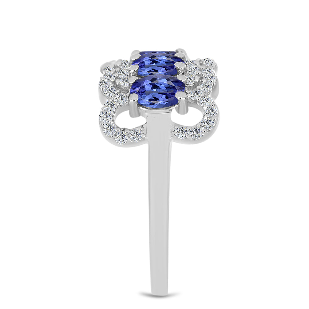 Anillo de Plata con Tanzanita y Topacio Blanco