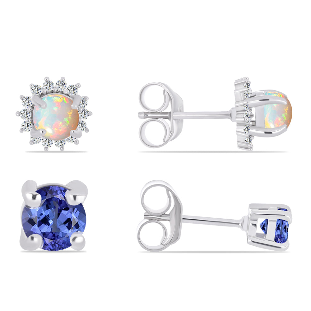 Conjunto de Plata con Tanzanita y Ópalo Etíope de Lega Dembi ( Pendientes )