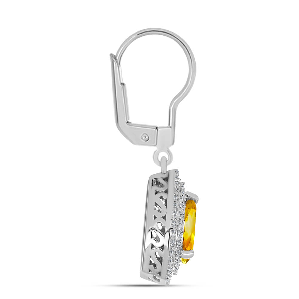 Pendientes de Plata con Citrino de los Montes Urales y Topacio Blanco
