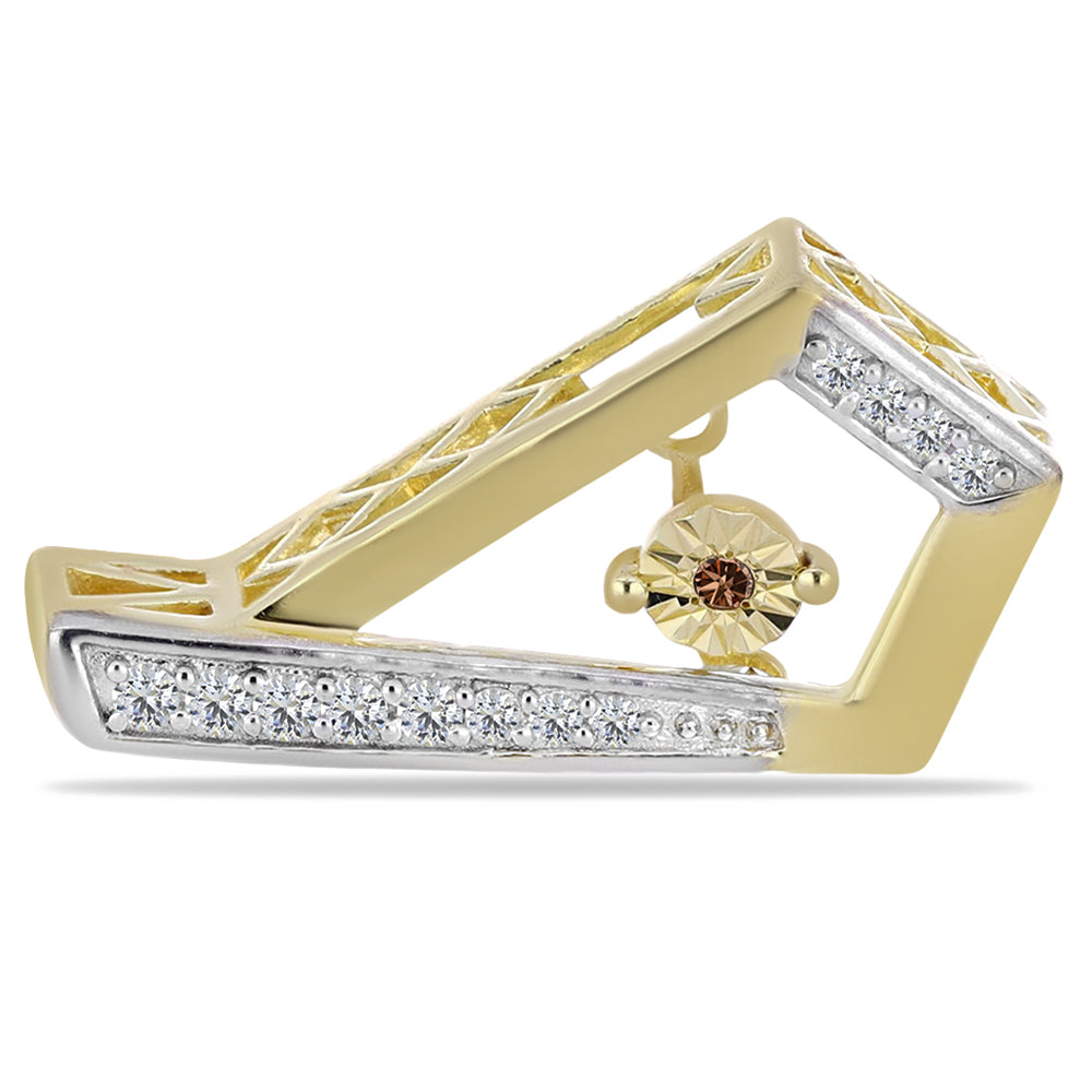 Pendientes de Plata Bañada en Oro con Diamante Cognac y Topacio Blanco