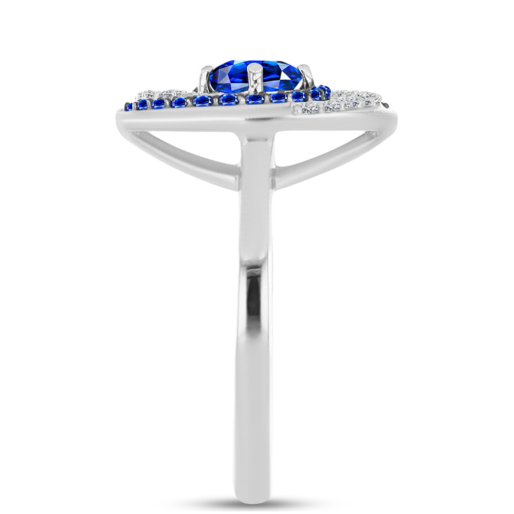 Anillo de Plata con Zafiro Azul Australiano y Topacio Blanco