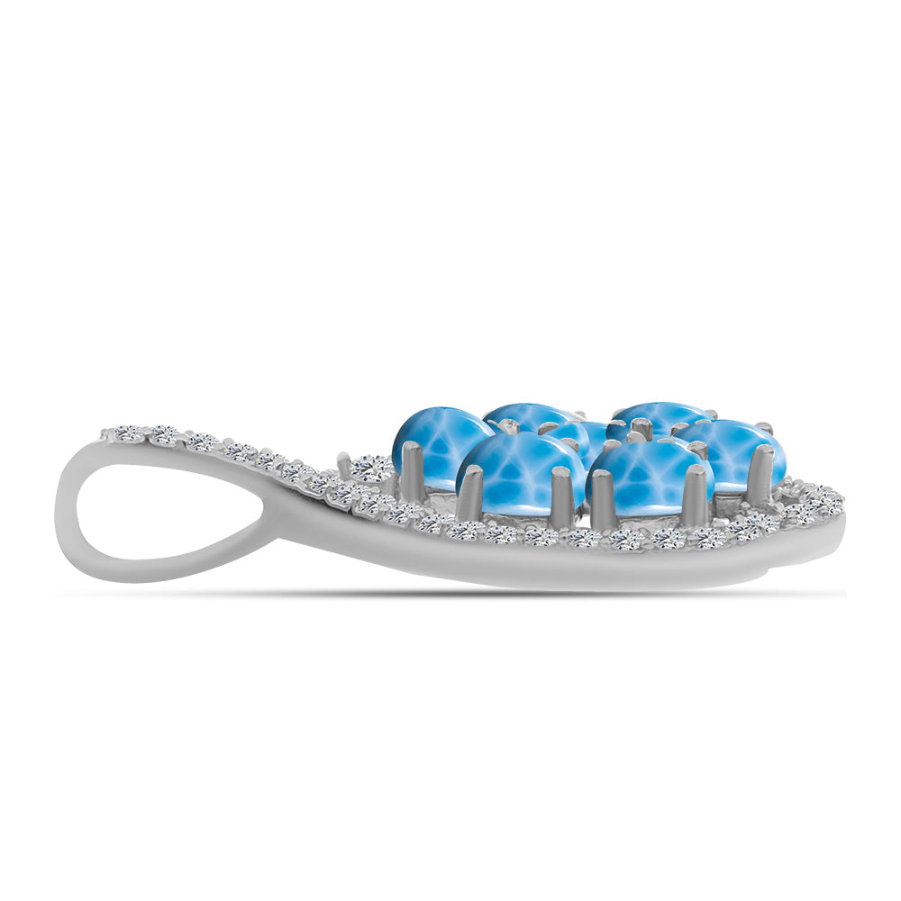 Colgante de Plata con Larimar de Barahona y Topacio Blanco