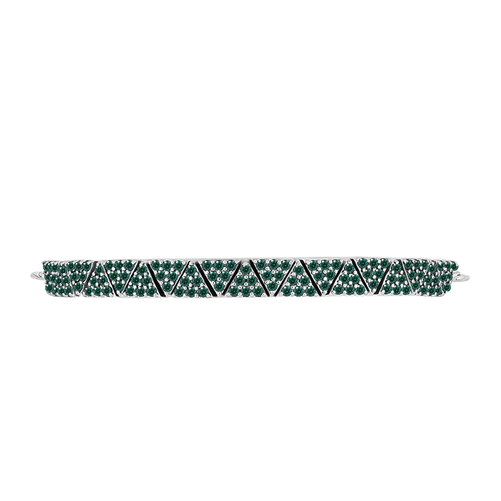 Pulsera de Plata con Moissanita azul mar verdosa
