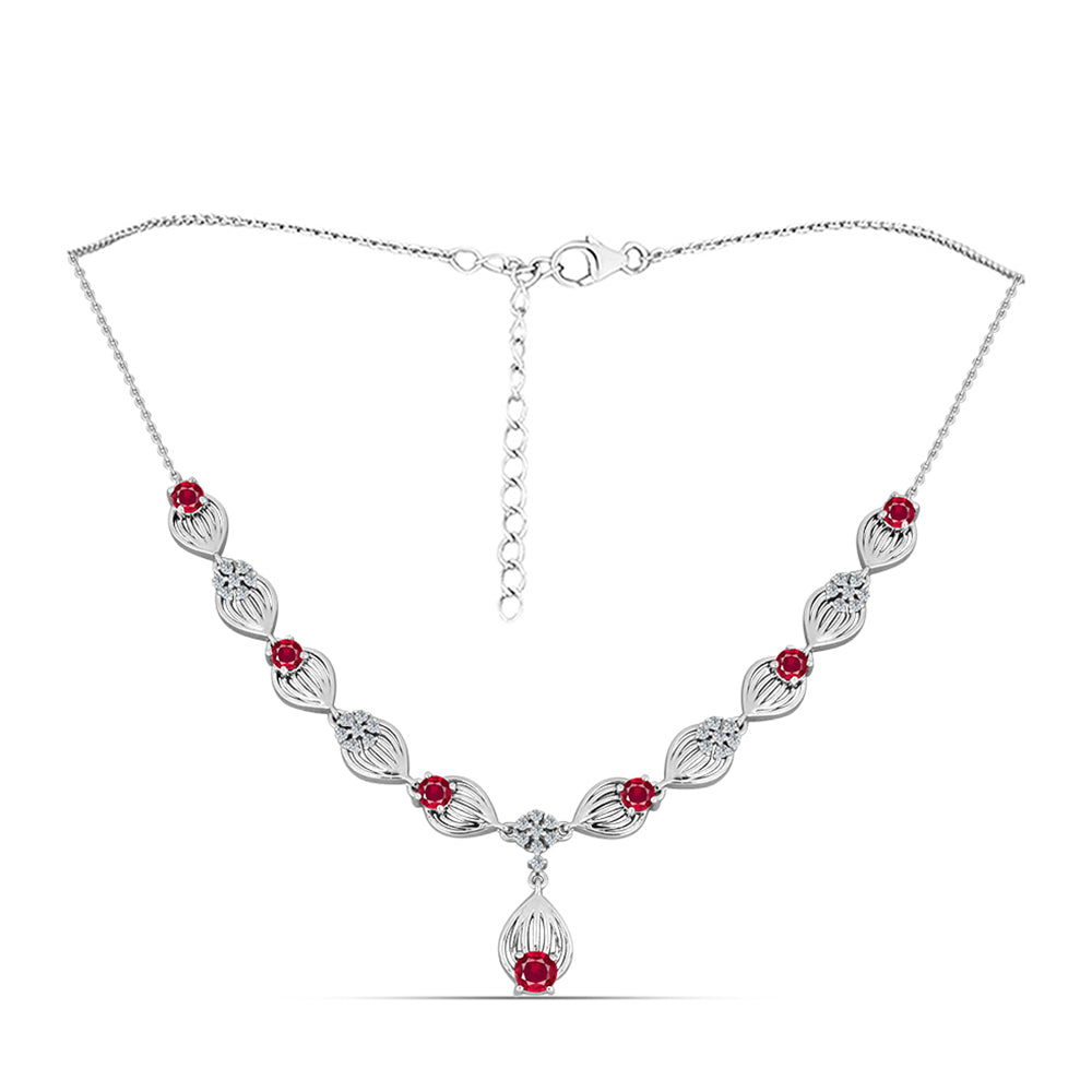 Collar de Plata con Rubí de Madagascar y Topacio Blanco