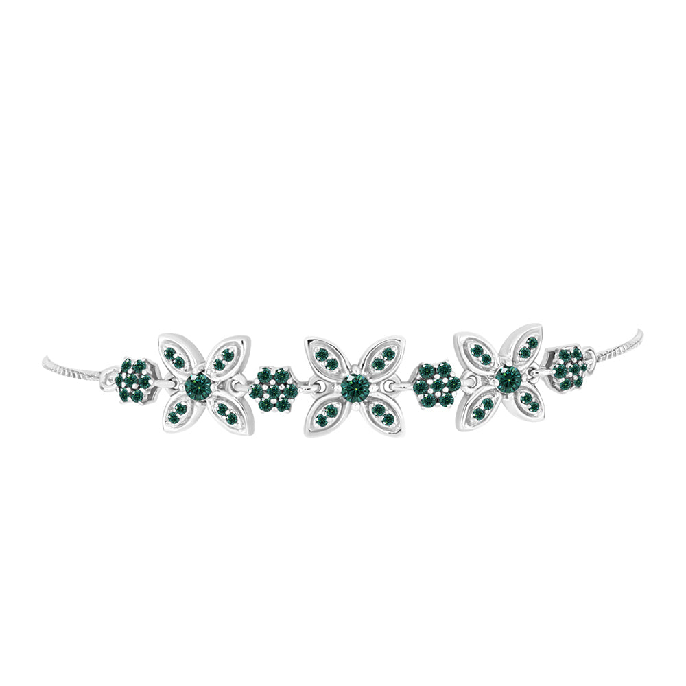 Pulsera de Plata con Moissanita azul mar verdosa