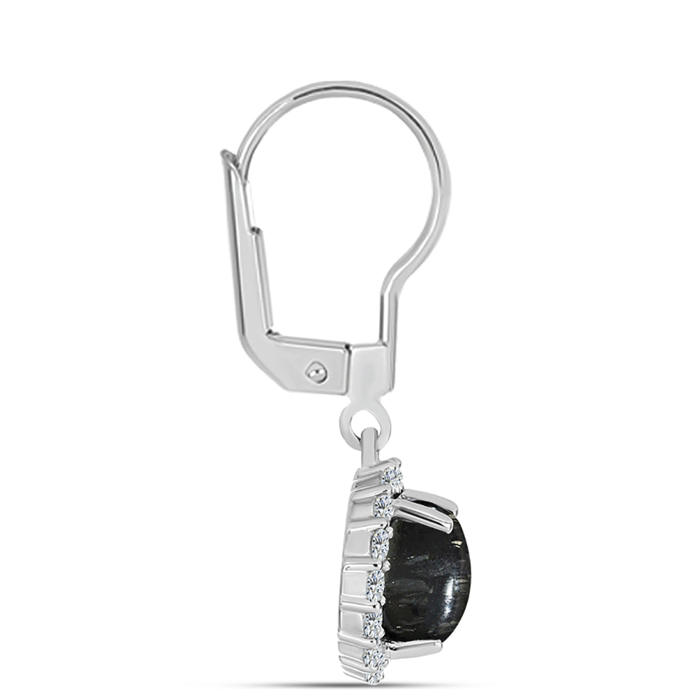 Pendientes de Plata con Jaspe Picasso y Topacio Blanco