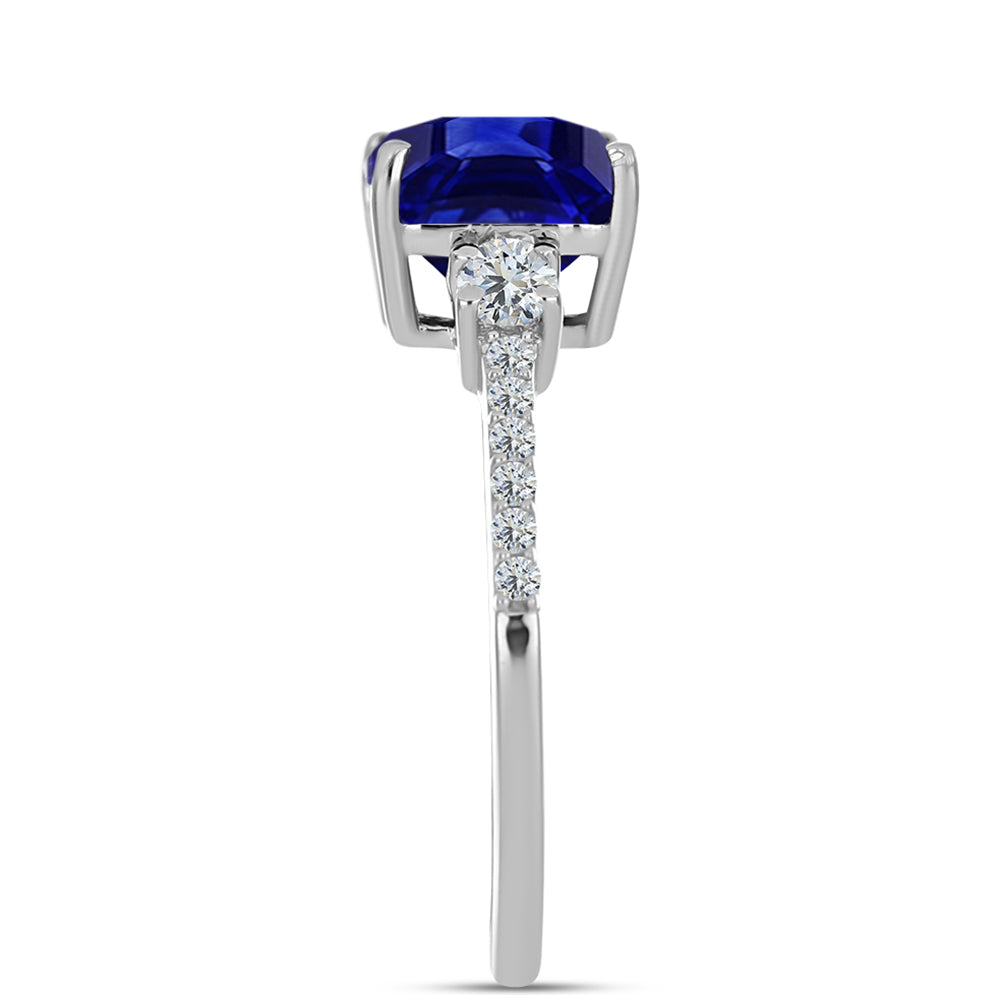 Anillo de Plata con Zafiro Azul Australiano y Topacio Blanco