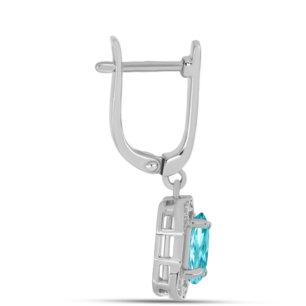 Pendientes de Plata con Cuarzo Paraiba y Topacio Blanco