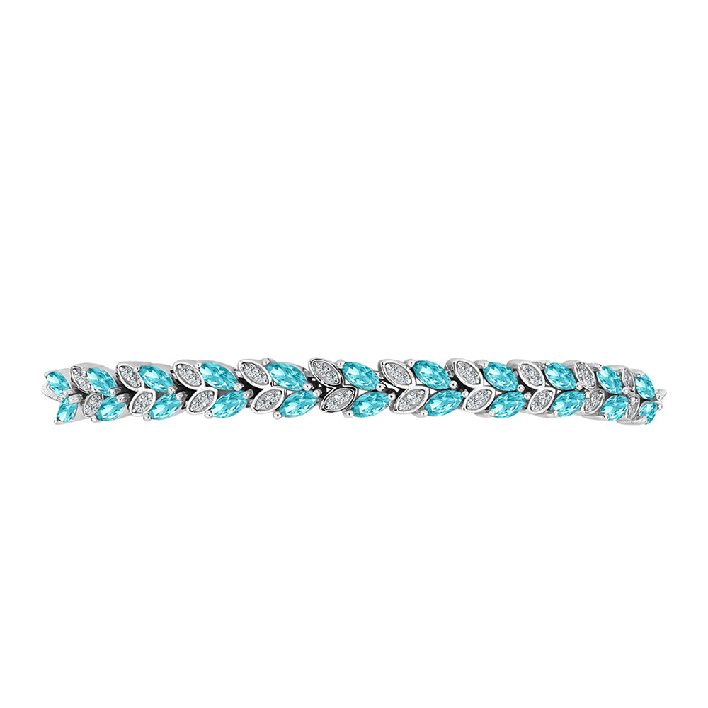 Pulsera de Plata con Cuarzo Paraiba y Topacio Blanco