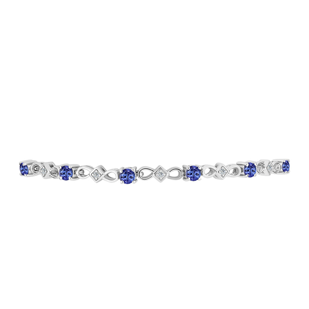 Pulsera de Plata con Tanzanita AAA y Topacio Blanco