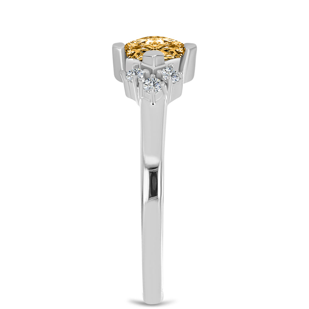 Anillo de Plata con Moisanita Champagne y Topacio Blanco