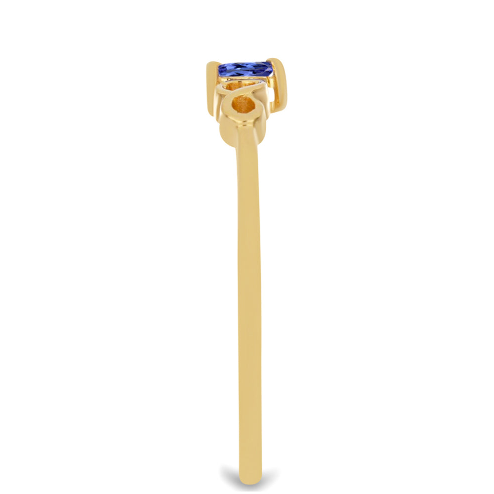 Anillo de Plata Bañada en Oro con Tanzanita