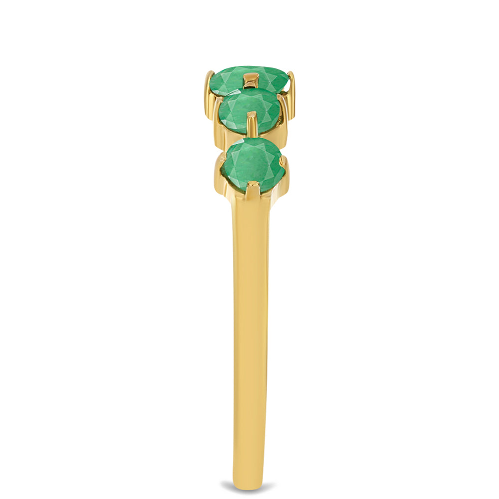Anillo de Plata Bañada en Oro con Esmeralda de Brasil