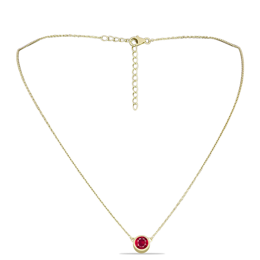 Collar de Plata Bañada en Oro con Rubí de Madagascar